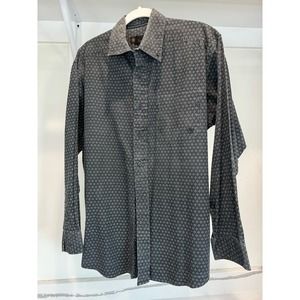 Ariat Men's Long Sleeve Button-Down Grey/Black Pattern Size Large Nice!